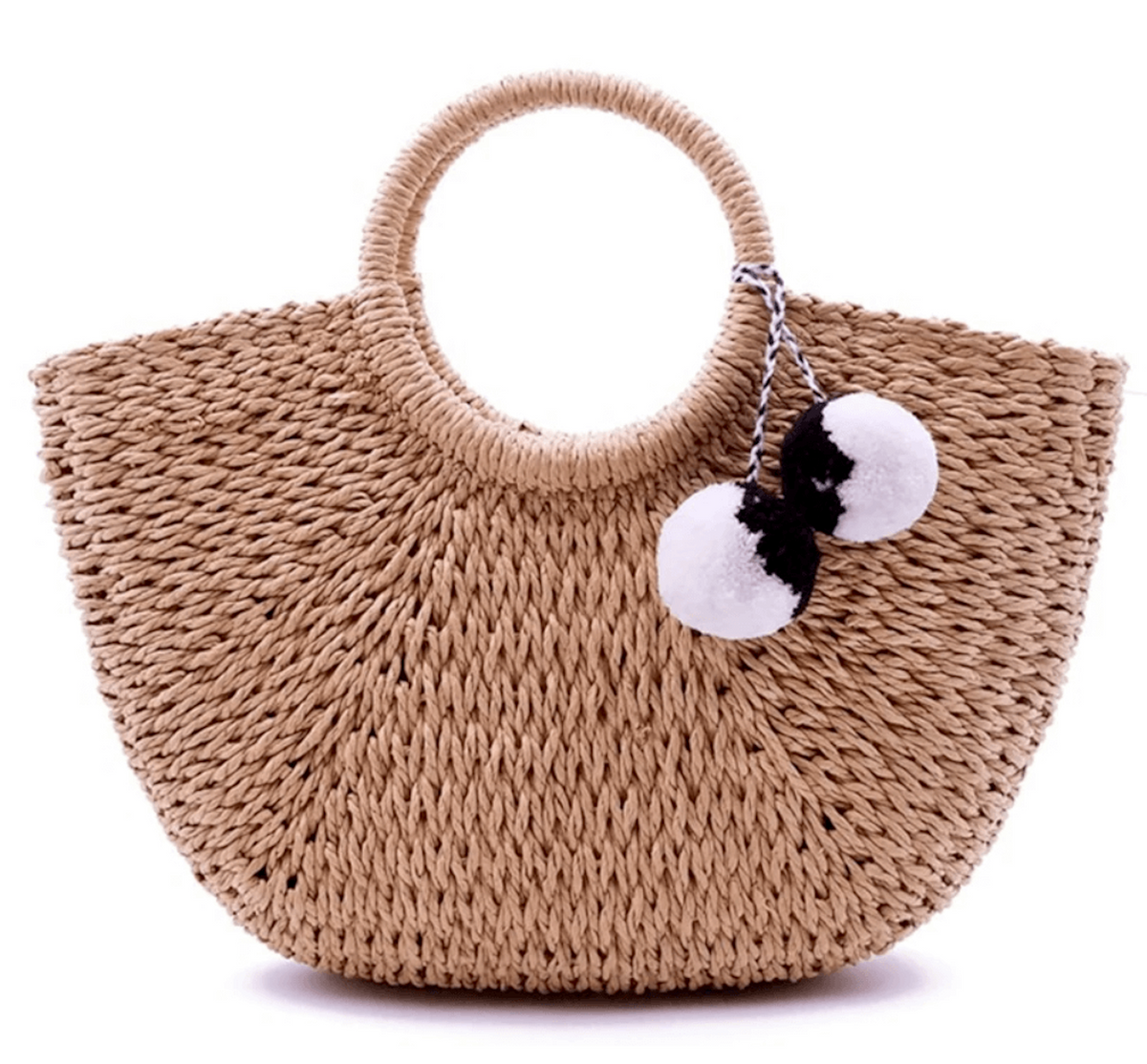 Harvest Beauty Fashion Canada Vegan Handwoven Moon Shaped Straw Bag