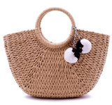 Moon Shaped Straw Bag - Harvest Beauty