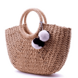 Moon Shaped Straw Bag - Harvest Beauty