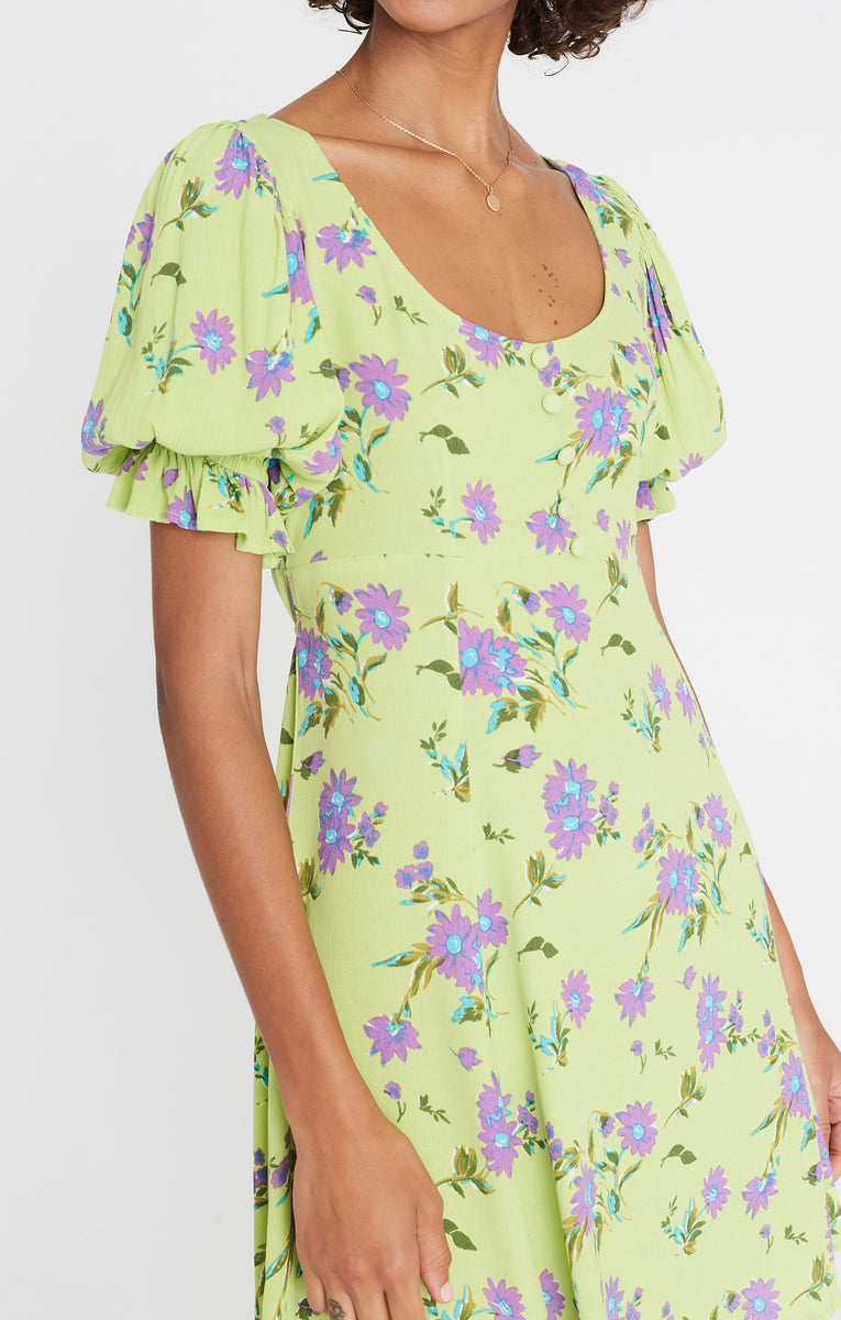 la barben mini dress Faithfull the Brand La Barben Mini Dress Cora Green Floral Womens 2