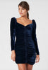 Minkpink Neva Velvet Ruched Dress in Midnight Blue at Harvest Beauty