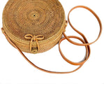 Round Rattan Straw Bag with Bow Clip - Harvest Beauty
