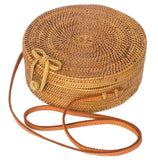 Round Rattan Straw Bag with Bow Clip - Harvest Beauty
