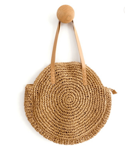 Round woven sales straw bag