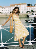 Claudia Midi Dress Azure Stripe - Harvest Beauty