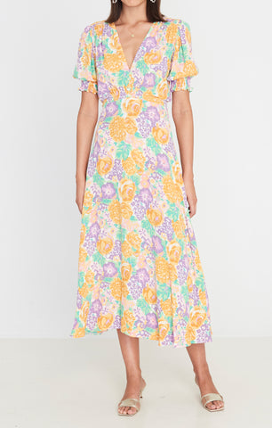 Marie Louise Midi Dress Ade Floral Print-Harvest Beauty