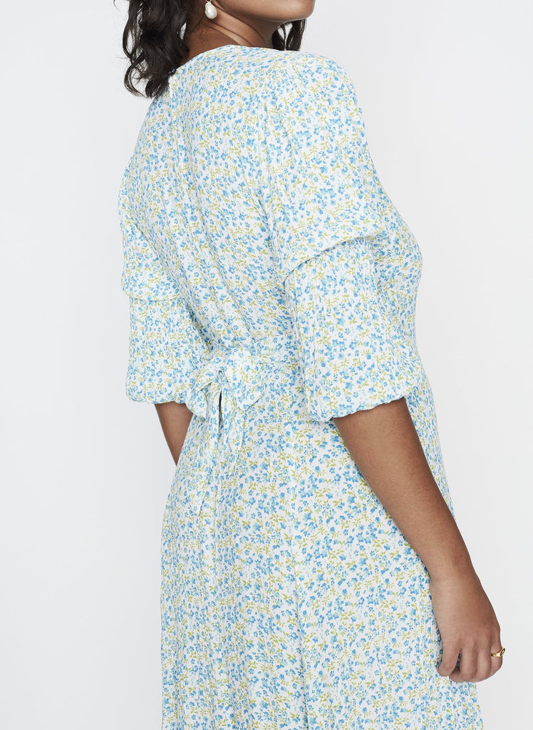 faithfull the brand maud midi dress FAITHFULL Maud Midi Dress Tilde Blue Floral Print