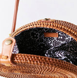 Round Rattan Straw Bag with Button Clip - Harvest Beauty